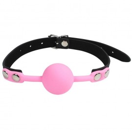 Pink Ball Gag with Black Leather Strap