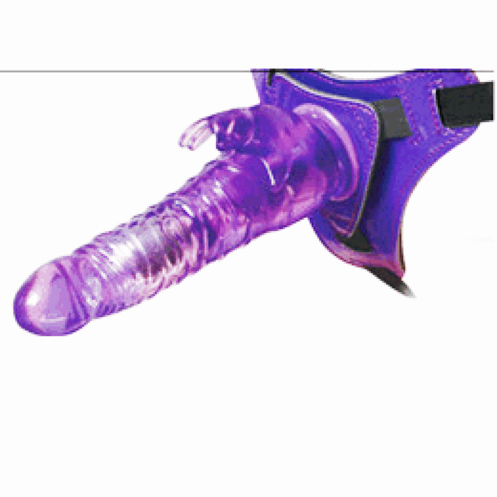 Rabbit Vibrating Strap - On - Purple